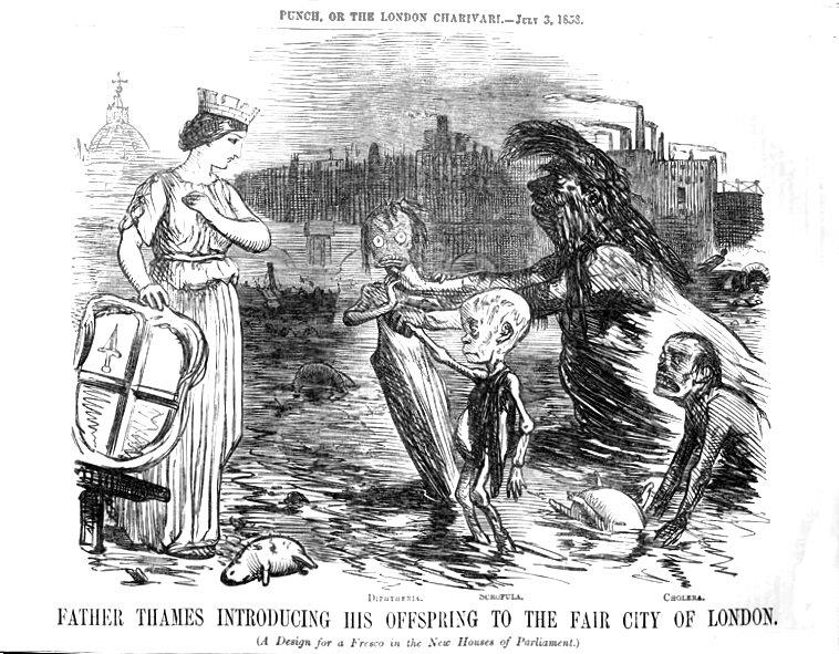 Caricatura del Punch Magazine riguardo linquinamento del fiume Tamigi 1858